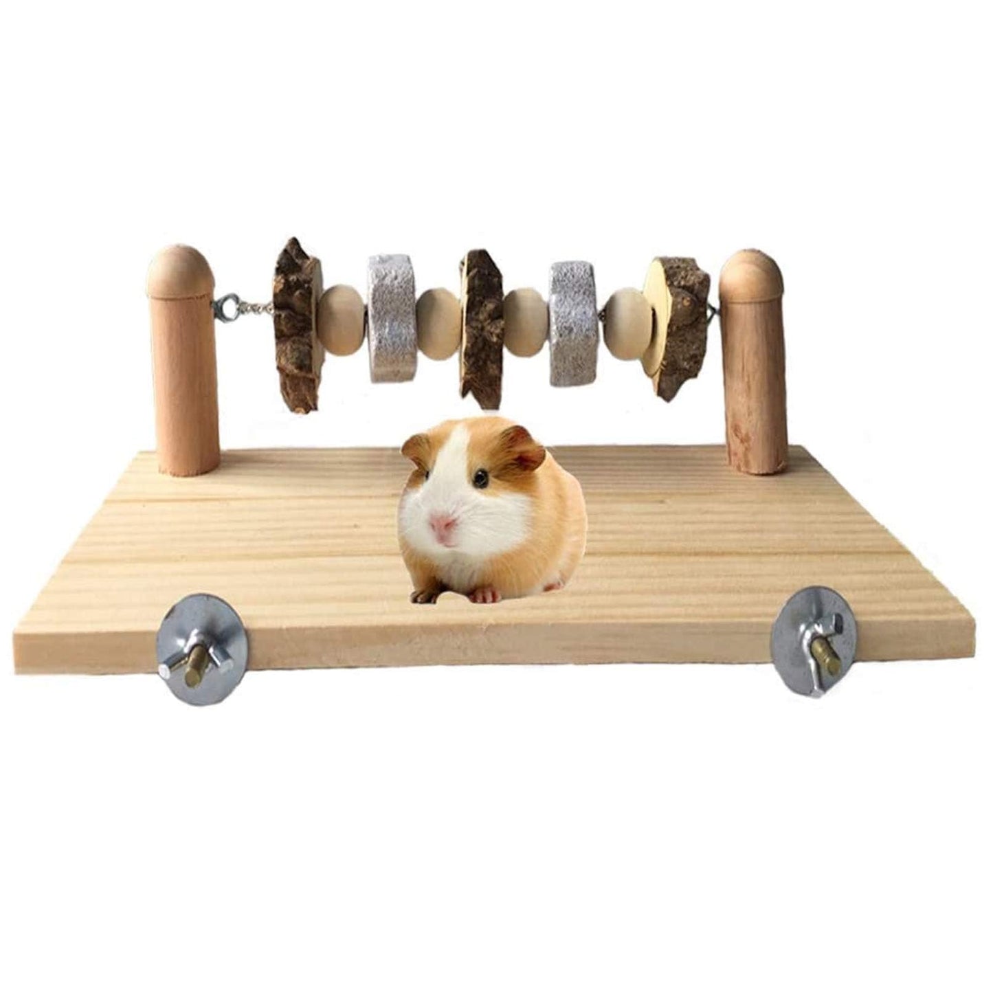 kathson Hamster Wood ledges Platform, Wooden Chinchilla Ledges Platform with Lava Ledge Blocks Chew Toys Pet Cage Resting Wooden Shelf Chinchilla Cage Accessories for Hamster Guinea-Pigs Mouse