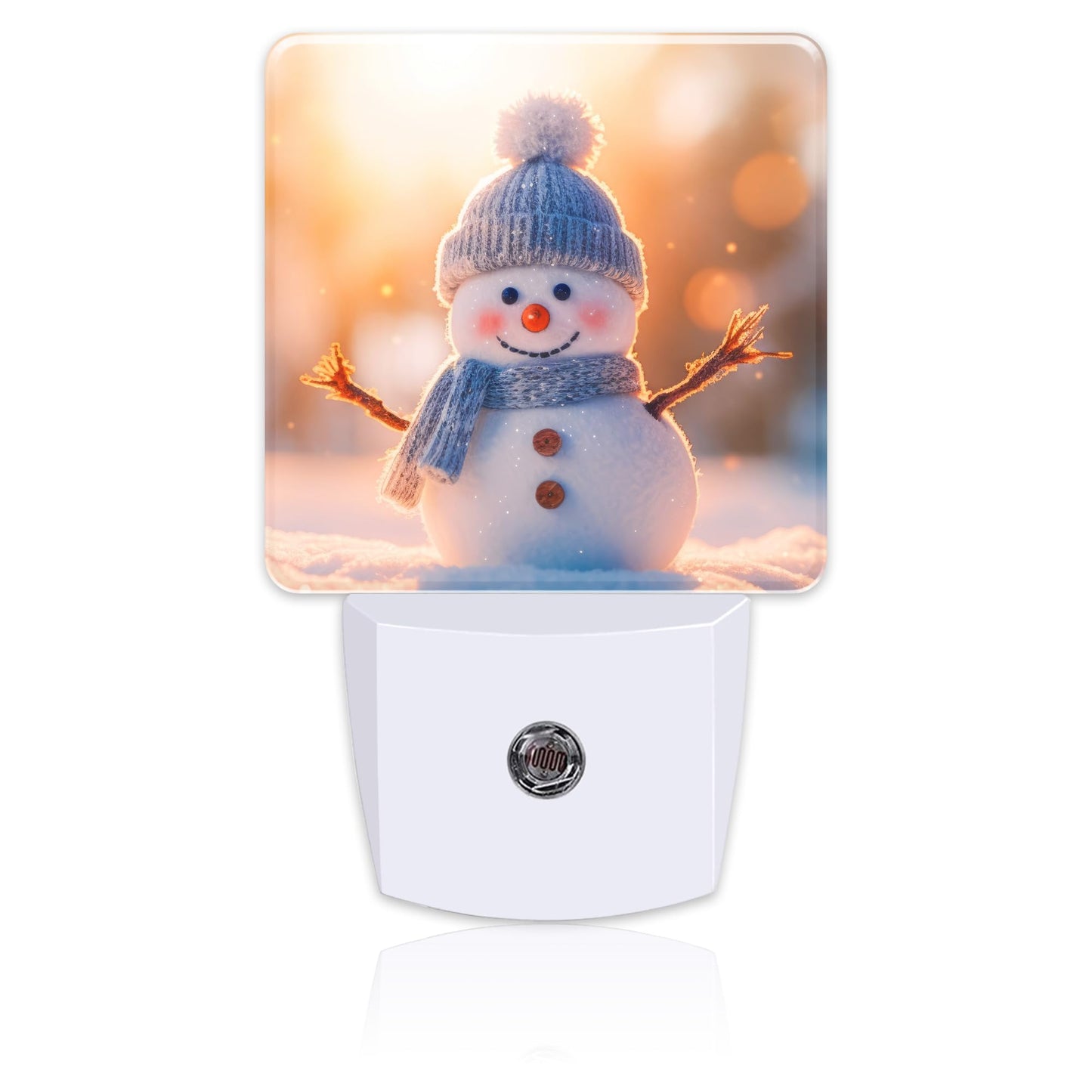 Cute Winter Snowman Night Light, Christmas Snowman in The Sun Dusk to Dawn Night Light Plug in,0.5w Energy Saving Sleep Friendly NightLight for Kids Boys Girls Home Decor