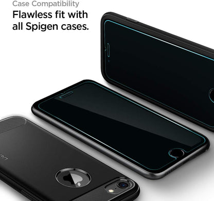 Spigen Tempered Glass Screen Protector [GlasTR AlignMaster] designed for iPhone SE 3 (2022), iPhone SE 2 (2020), iPhone 8, iPhone 7 (2 Pack)