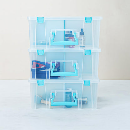 ArtBin Super Satchel Double Deep, Dividers, 6990RH, Polypropylene Plastic, Clear & Aqua