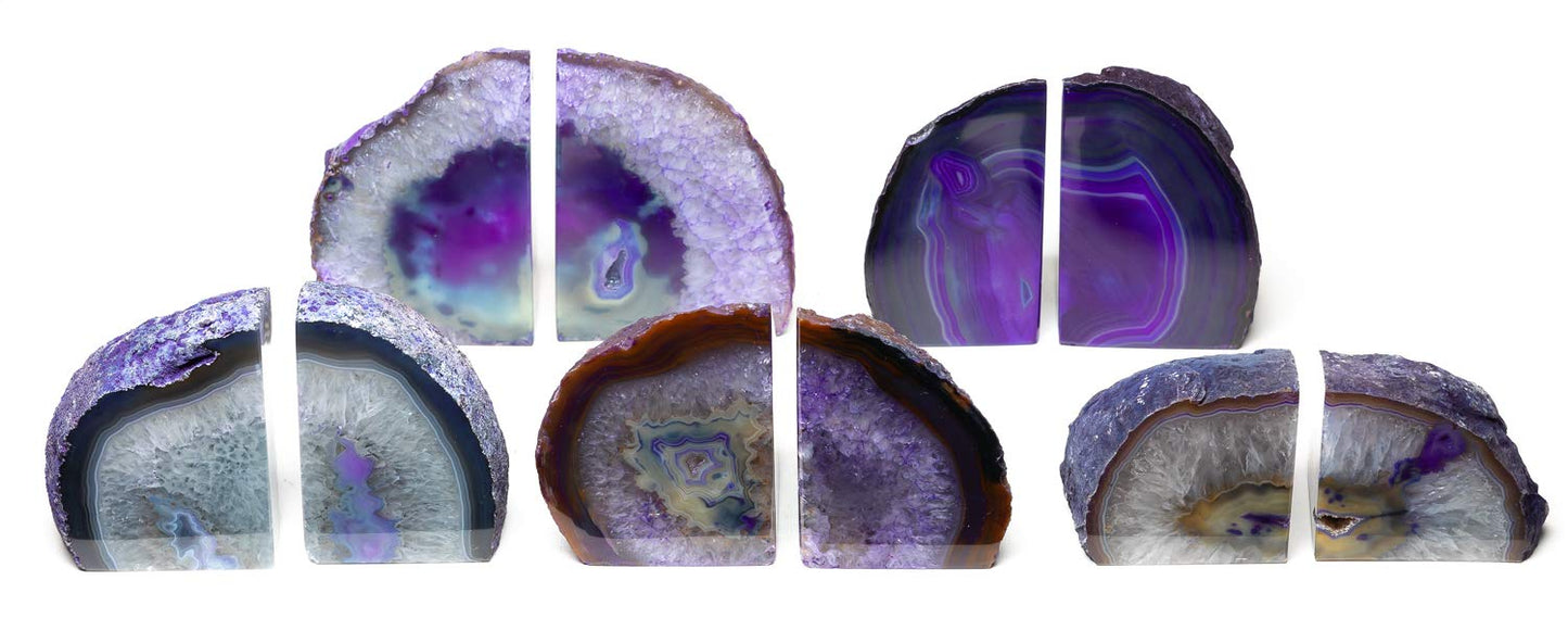 DesertUSA Agate Bookend with Rubber Bumpers (3.5-6 lb, Purple)