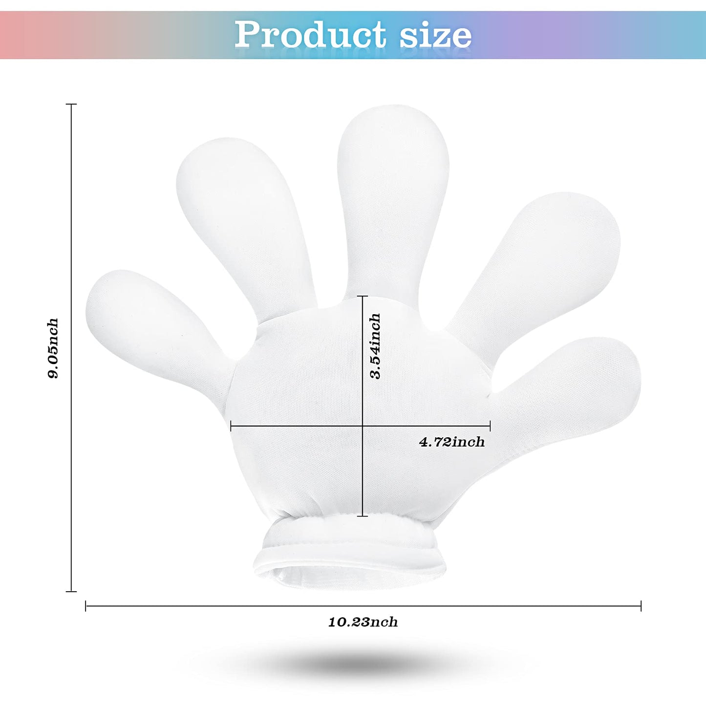 1 Pair 4 Pairs White Jumbo Cartoon Hands White Fingers Jumbo Cartoon Hands Halloween Costume Gloves Halloween Costume Accessory for Role Playing Party Small