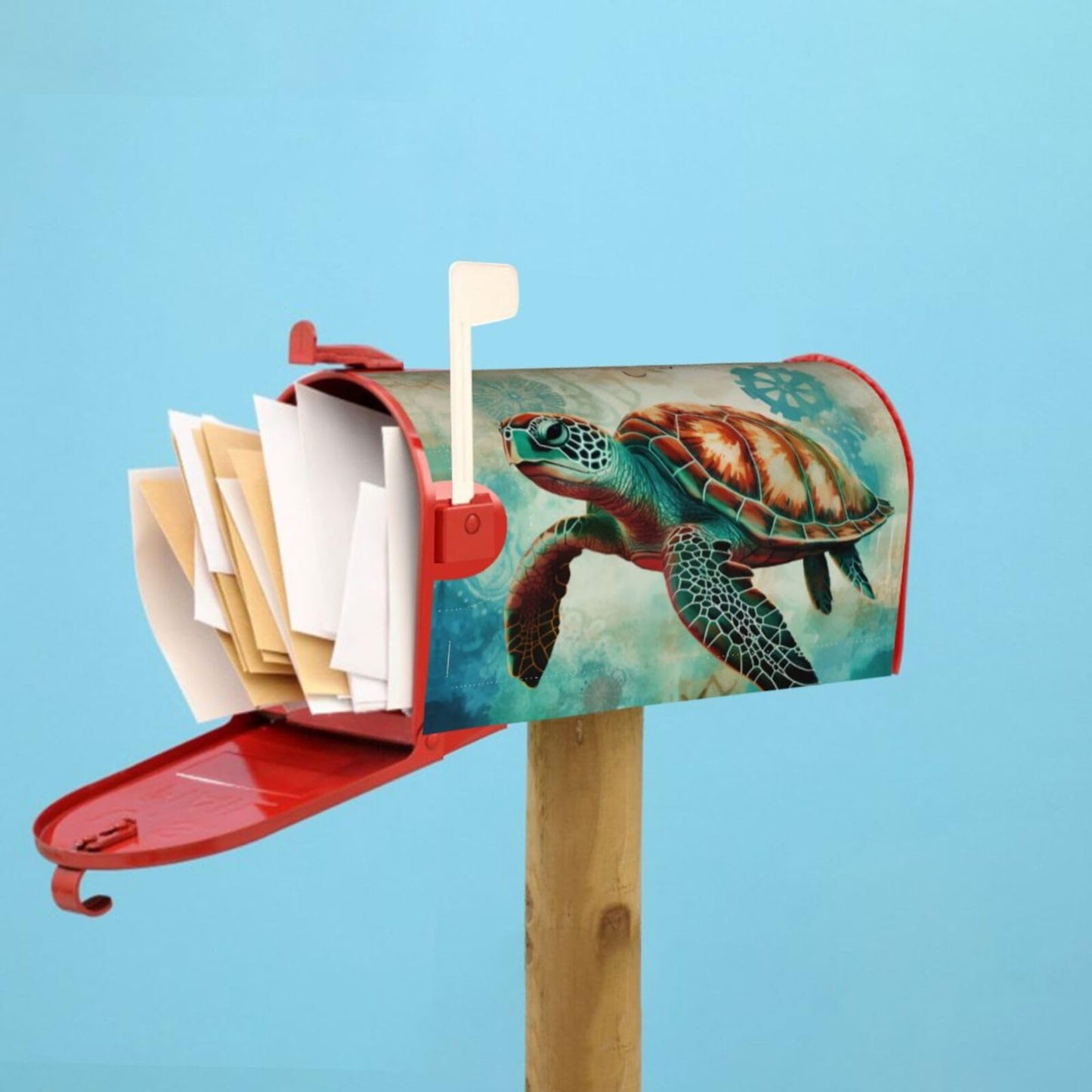 Sea Turtle Beach Ocean Animals Magnetic Mailbox Covers, Mail Wraps Garden Yard Home Decor for Outdoor Standard Size 21x18 in