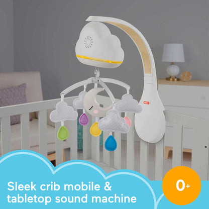 Fisher-Price Sound Machine Calming Clouds Mobile & Soother Convertible Crib to Tabletop with Music & Lights for Newborn to Toddler, GRP99