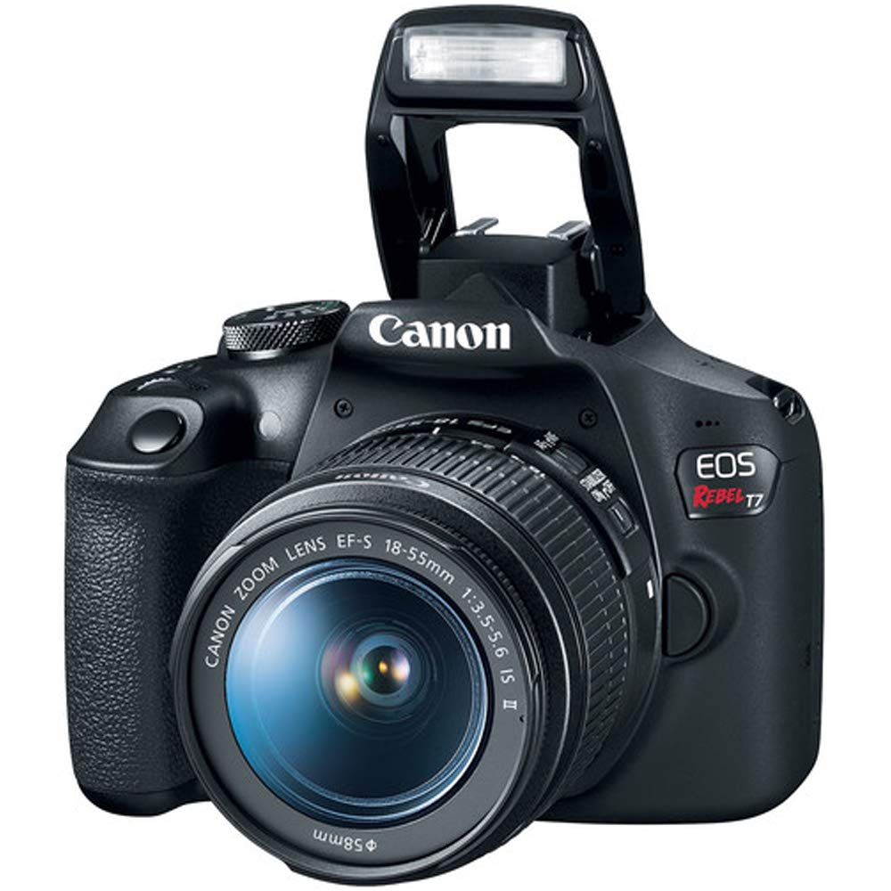 Canon T7 EOS Rebel DSLR Camera with EF-S 18-55mm f/3.5-5.6 is II and EF 75-300mm f/4-5.6 III Lens Plus Double Battery, Memory Card, Deluxe Case, Cleaning Kit and Mini Tripod Accessory Bundle