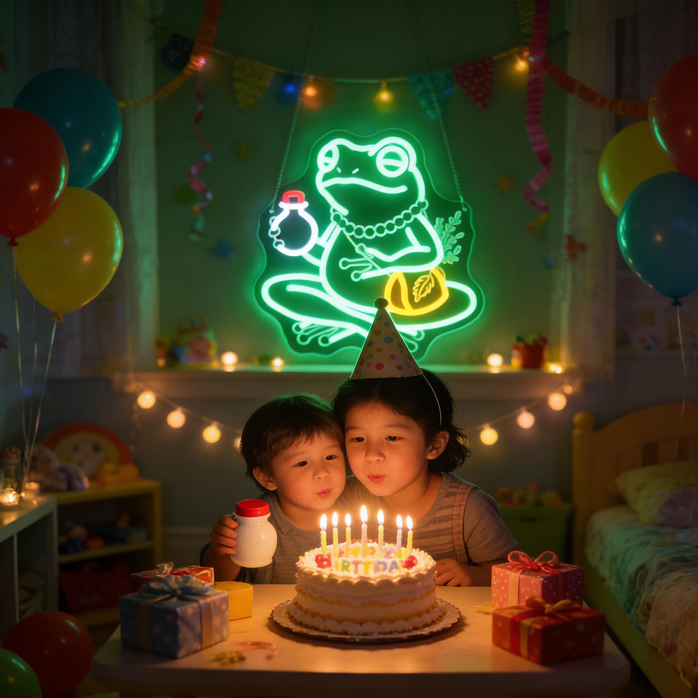 "Meditating Frog" Zen Neon Light for Game Room Study – Serene LED Wall Art for Yoga Lounge, Dimmable USB, Peaceful Gift for Gamers