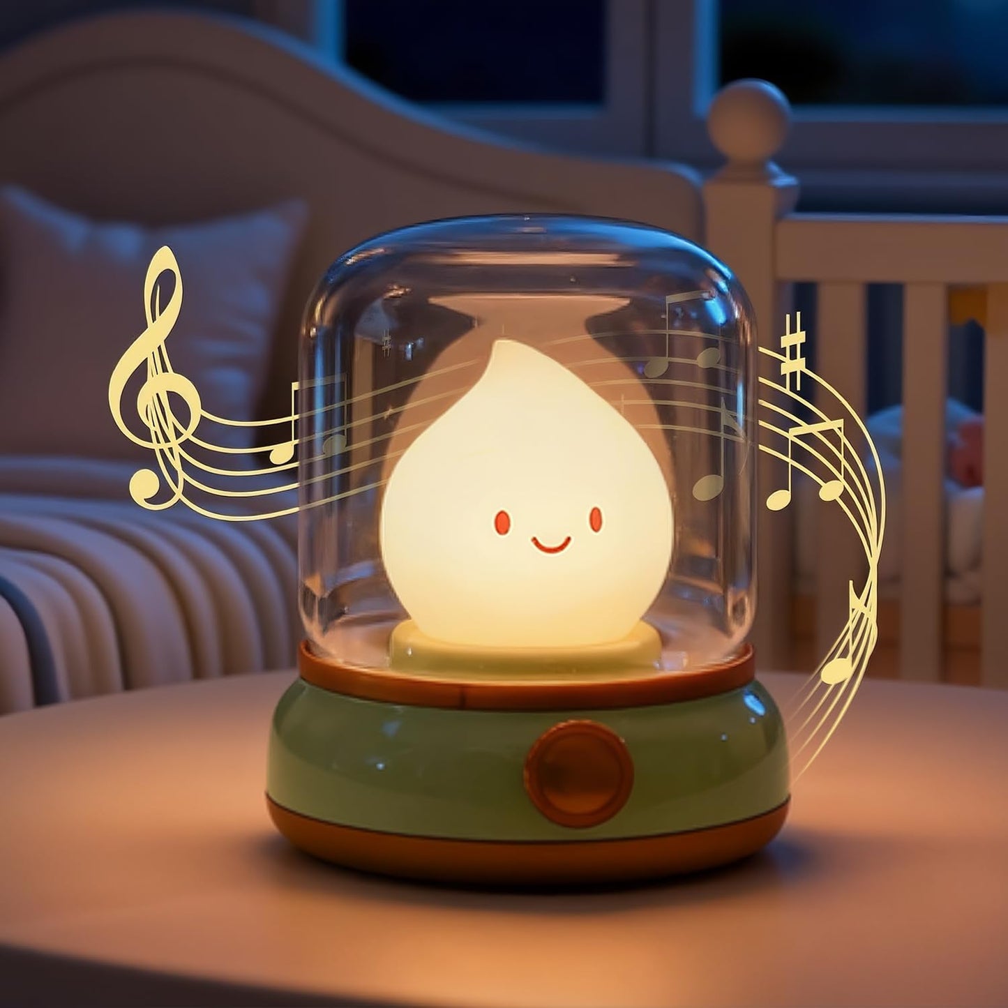 BANDIANCY Cute Smiley Night Light with White Noise, Vintage Flickering Flame Lamp, USB Rechargeable Dimmable Sleep Timer, Cozy Lamp Sleep Aid Sound Machine for Bedroom