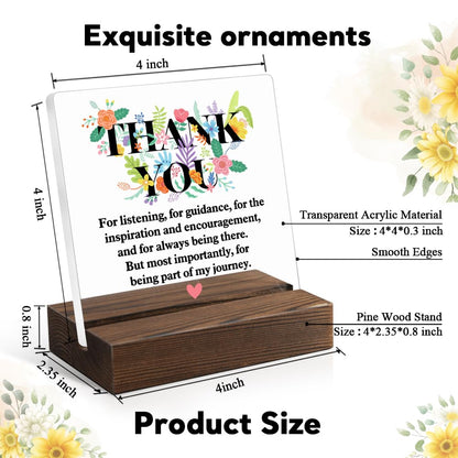 Juoqg Thank You Acrylic Sign with Wooden Stand, Funny Appreciation Gift for Men Women, Thank You Gift for Boss Mentor Leader, Employee Appreciation Gift, Thanksgiving Gift for Colleague Coworker B