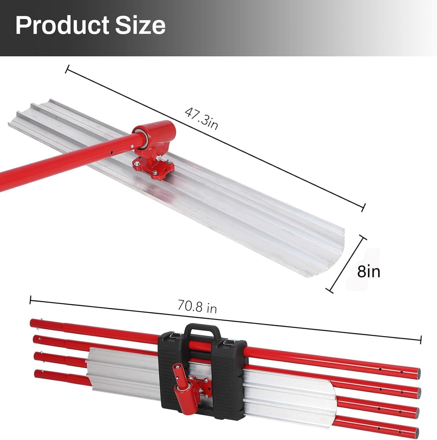 Garvee Bull Float Magnesium Concrete Float, 48x8 in Aluminum Alloy Concrete Float Tool, with 4 Handles and Bull Float Bracket, Bull Concrete Kit Finishing Bull Float for Concrete Finishing