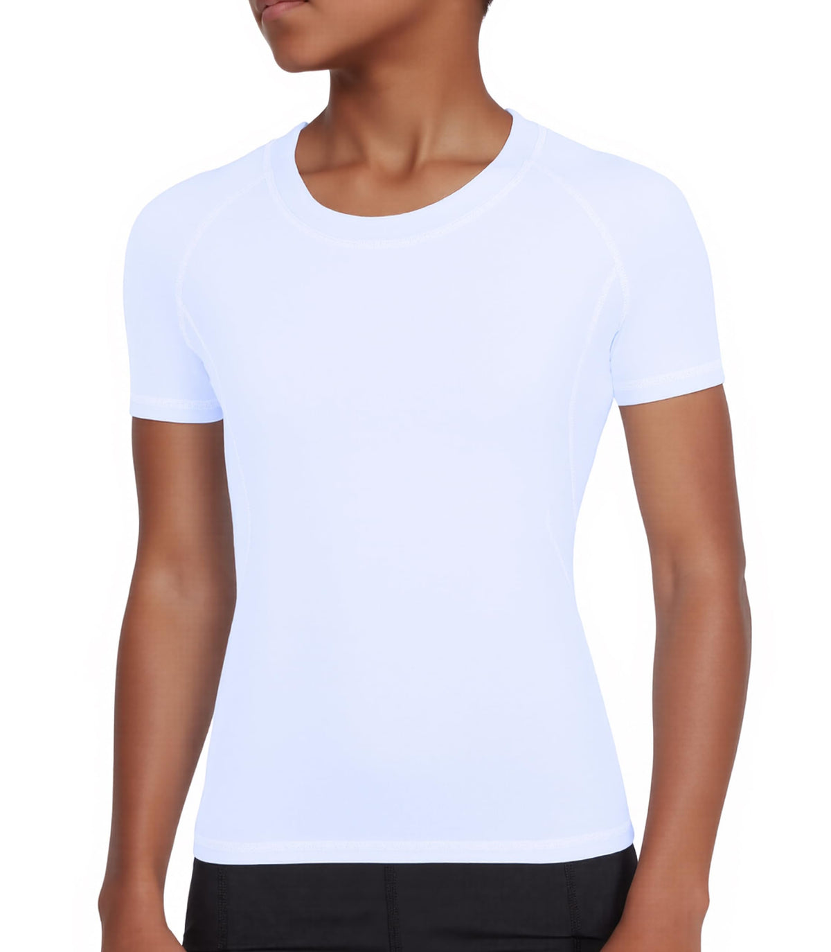Runceptual Youth Boys Compression Shirt Short Sleeve Kids Quick Dry Base Layer Undershirt Basketball Athletic T-Shirt (US, Alpha, Medium, Regular, White)