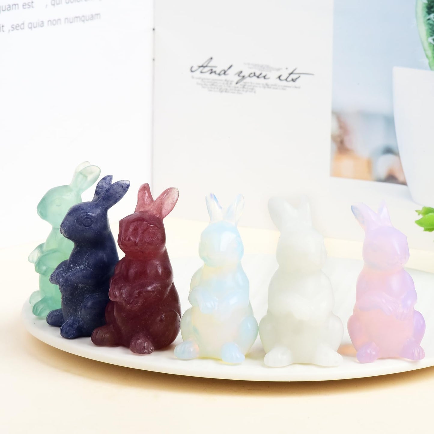 Ytbeoxk 2 Inch Crystal Bunny Decor,Pink Opal Bunny Statue,Easter Crystal Rabbit Figurine,Hand-Carved Healing Gemstone for Wellness.A Meditation Gift for Women and Wisdom to Home and Office.