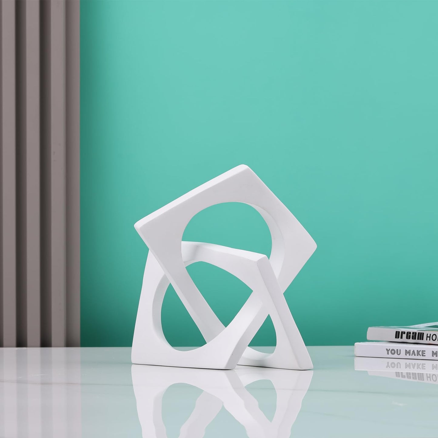 DOVDOV Geometric Cube White Knot Decorations, Geometric Sculptures, Modern Home Decorations for Home Decor Accents, Dining Tables, on Shelves, Consoles, entryway Tabletop centrepieces