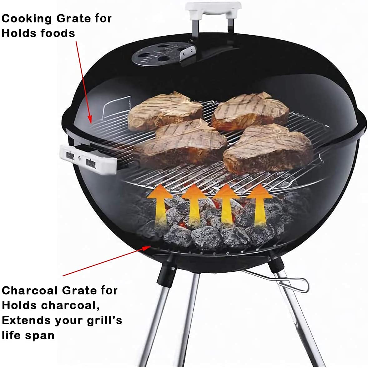 Denmay 7432 44.5cm DIA Cooking Grate for Weber Charcoal Grills, One-Touch, Bar-B-Kettle, Smokey Mountain Smoker, Jumbo Joe, Kettle, Char-Broil, 1 Pack