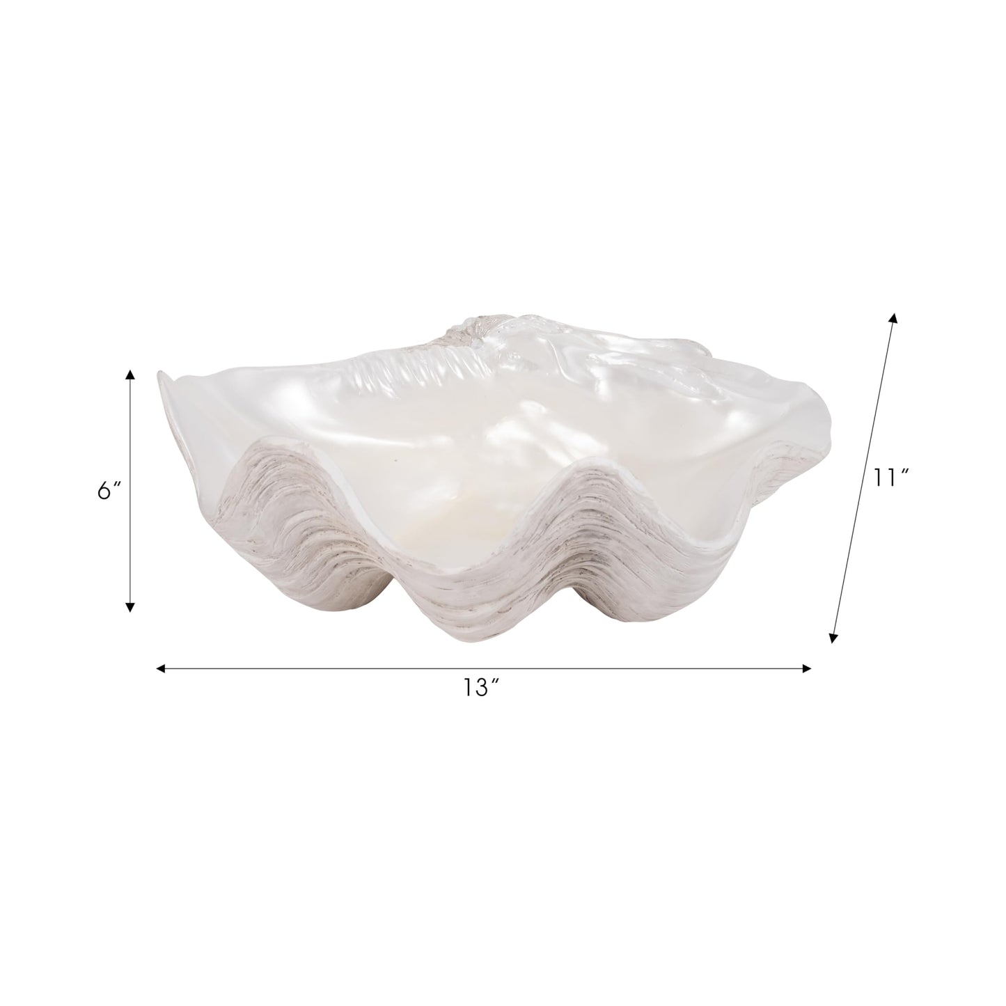 Textured Shell Decorative Bowl for Coffee Centerpiece Table Accent - Wavy Edge Design for Home, Kitchen Counter, or Catchall Dish - Coastal Basin for Key and Candy Bowl - 5", Ivory & Tan