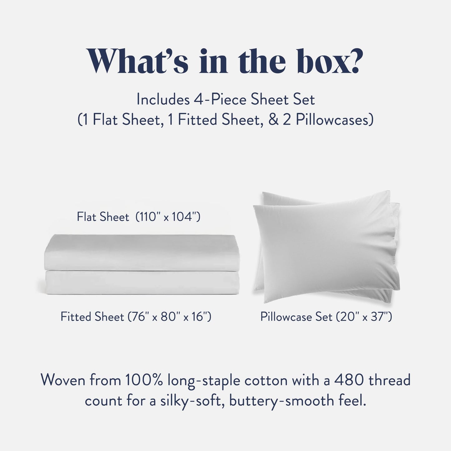 Brooklinen Luxury Sateen 4 Piece Sheet Set - 100% Cotton Bed Sheets, Soft & Durable Piece King Size Sheets Set in White, Oeko-TEX Certified Bedding Set, 1 Fitted Sheet, 1 Flat Sheet, 2 Pillowcases