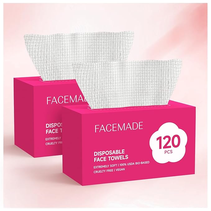 FACEMADE 240 Count Disposable Face Towels, 100% USDA Biobased Face Towelettes