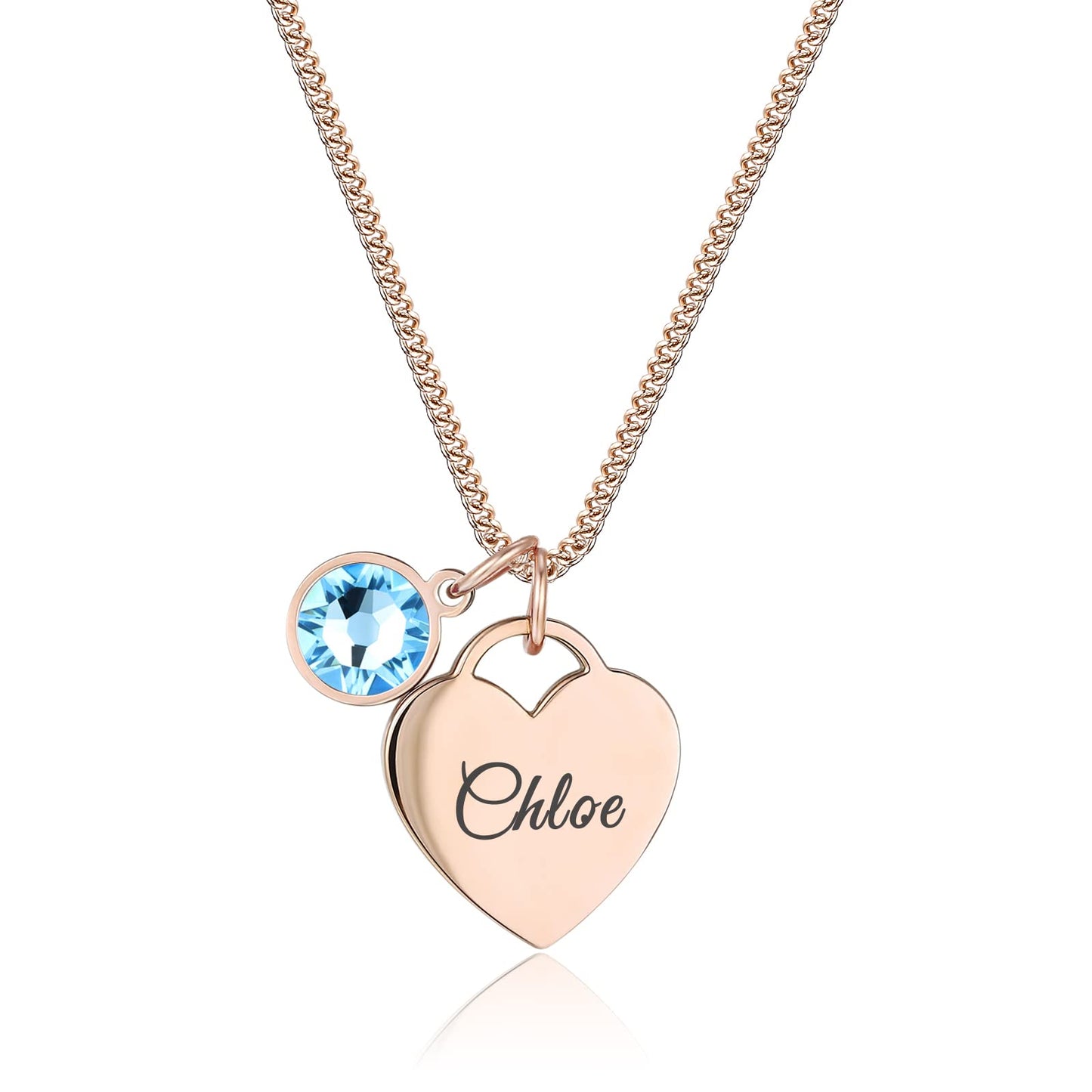 TMT Personalised necklace with Birthstone heart pendant gift box | initial heart necklace engraved for Daughter Mum Best Friend Girlfriend | Birthday gift for 18th 21th 30th 16th 13th
