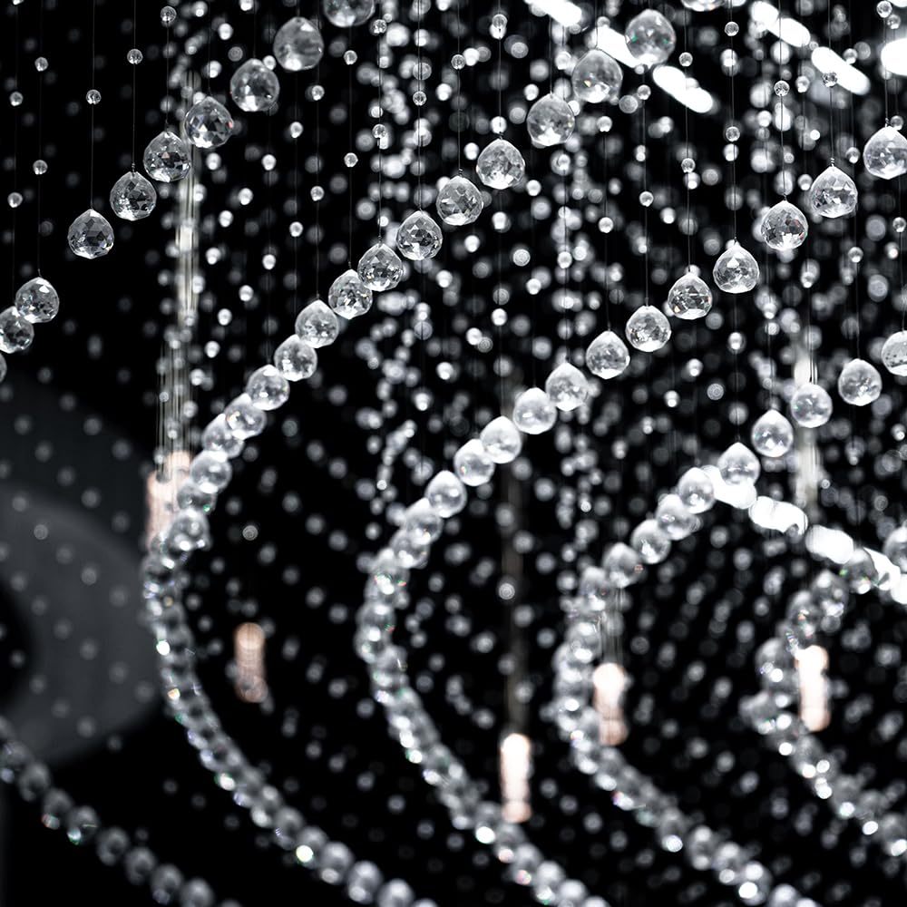 Crystal Beaded Strands Clear Glass Beads Curtain Hanging Wedding Props Decor Curtain Chandelier Door String Hanging Ceiling Decoration Accessories Christmas Tree Ornaments (3.3 Feet*5pcs)
