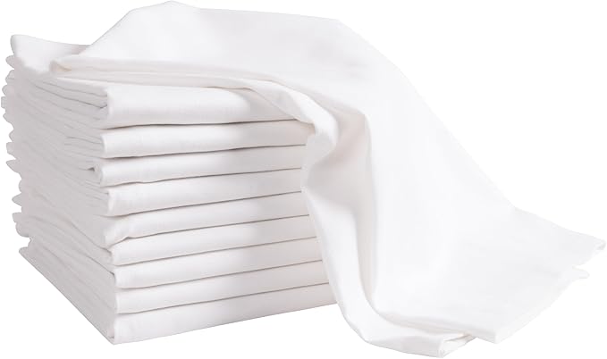 KAF Home White Kitchen Towels, 10 Pack, 100% Cotton