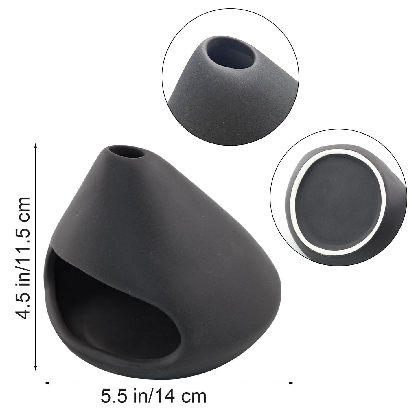 MrMrKura Palo Santo Holder Ceramic Incense Burner Holder Sage Holder for Burning, Ash Catcher Mini Chiminea Unique Home Decor for Meditation/Yoga (Black)