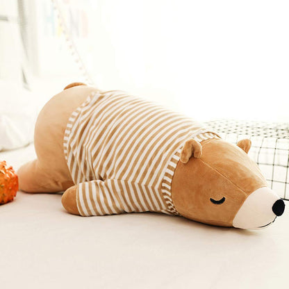 MMTTAO Stuffed Polar Bear Animal Plush Toy 20 Inch Large Brown Sleeping Bear Animal Stuff Soft Plushies Cute Dolls Collection Huggable Pillow Cushion Birthday Gift for Kids Child Boys Girls, 20Inches
