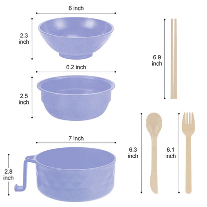 RORBAM Microwave Ramen Cooker,Ramen Bowl Set,Microwave Noodle Bowl With Chopsticks and Spoon, College Dorm Room Essentials for Girls for Boys, Apartment Essentials, BPA-Free. (light purple)