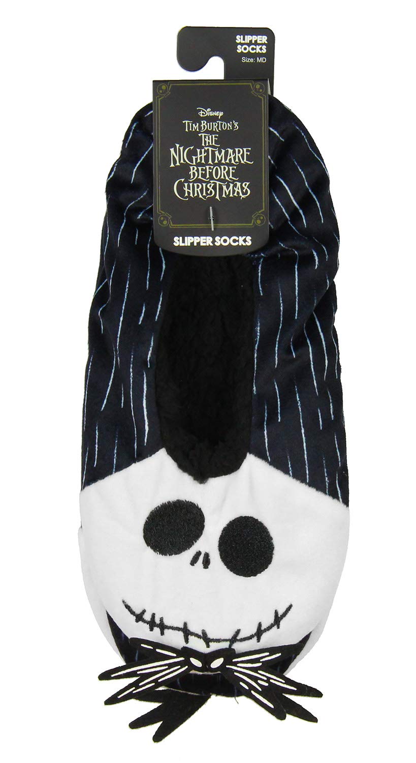 The Nightmare Before Christmas Slippers Jack Skellington Character Slipper Socks with No-Slip Sole For Women Men (Small)