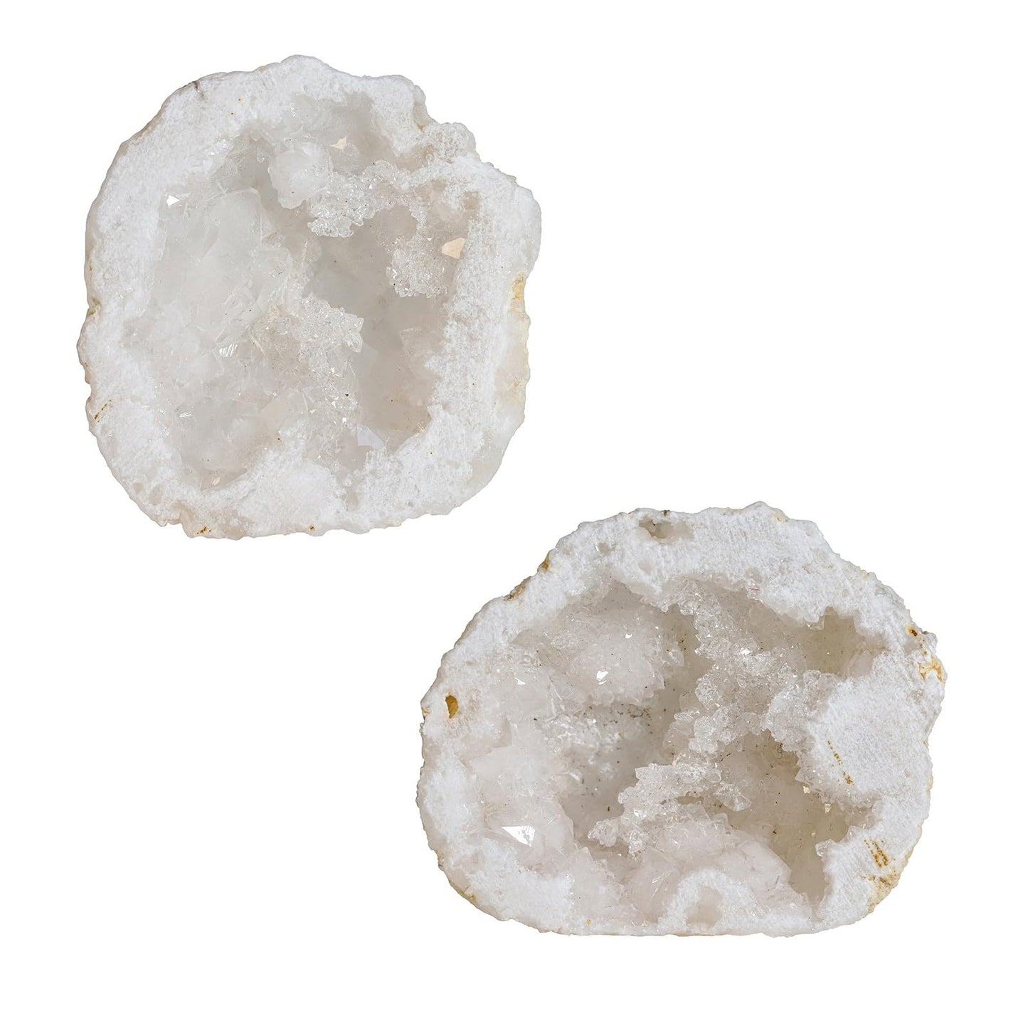 moonsix Pack of 2 Angel Aura Quartz Geode Crystals for Reiki Healing, Titanium Coated Irregular Specimen for Home Office Decor, White