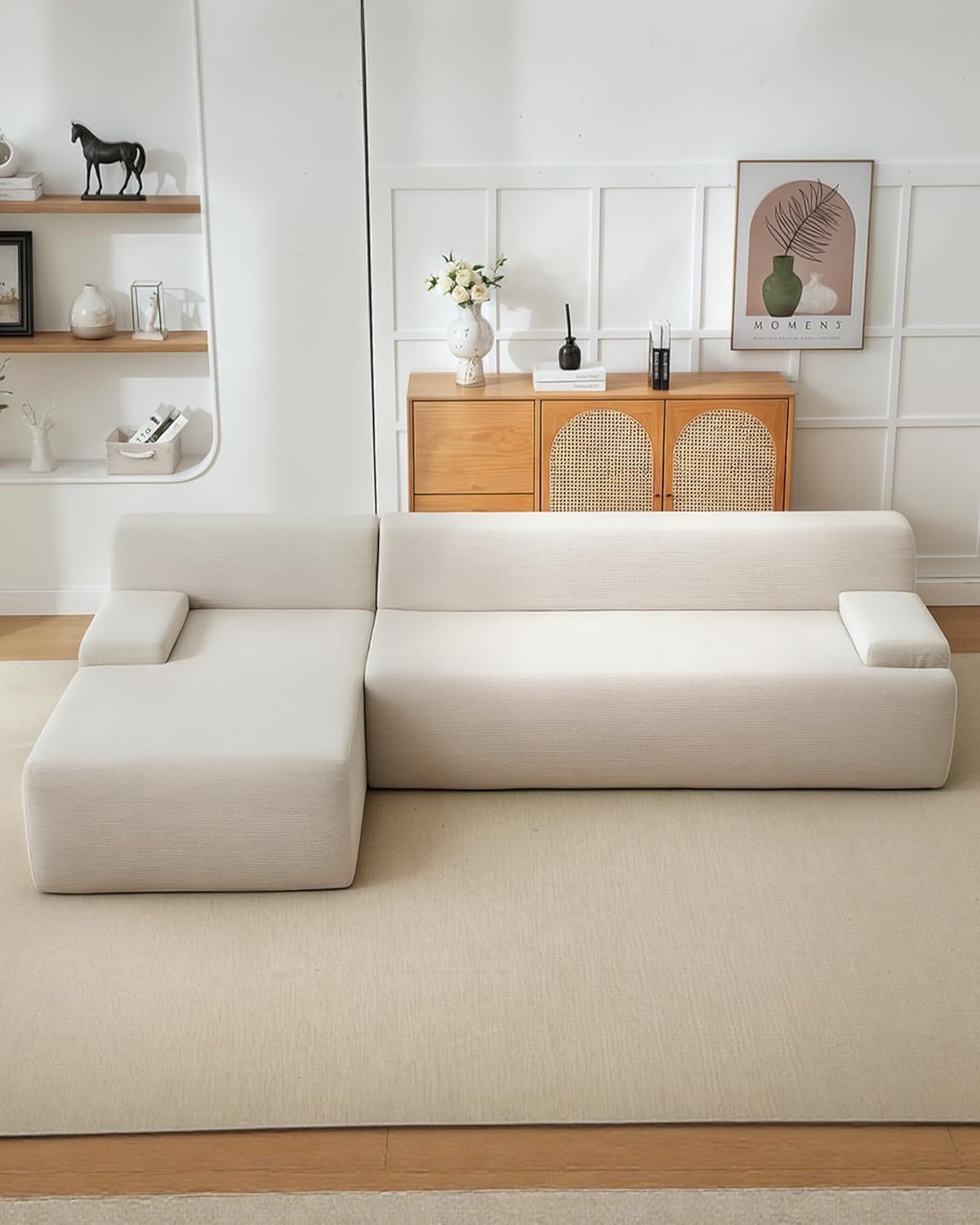 IDEALHOUSE 108" Modular Sectional Cloud Couch with Chaise Loung- Super Fluffy Boneless Sofa, Upholstered l-Shaped Couch for Living Room & Bedroom, No Assembly Required