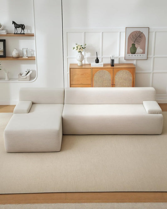 IDEALHOUSE 108" Modular Sectional Cloud Couch with Chaise Loung- Super Fluffy Boneless Sofa, Upholstered l-Shaped Couch for Living Room & Bedroom, No Assembly Required