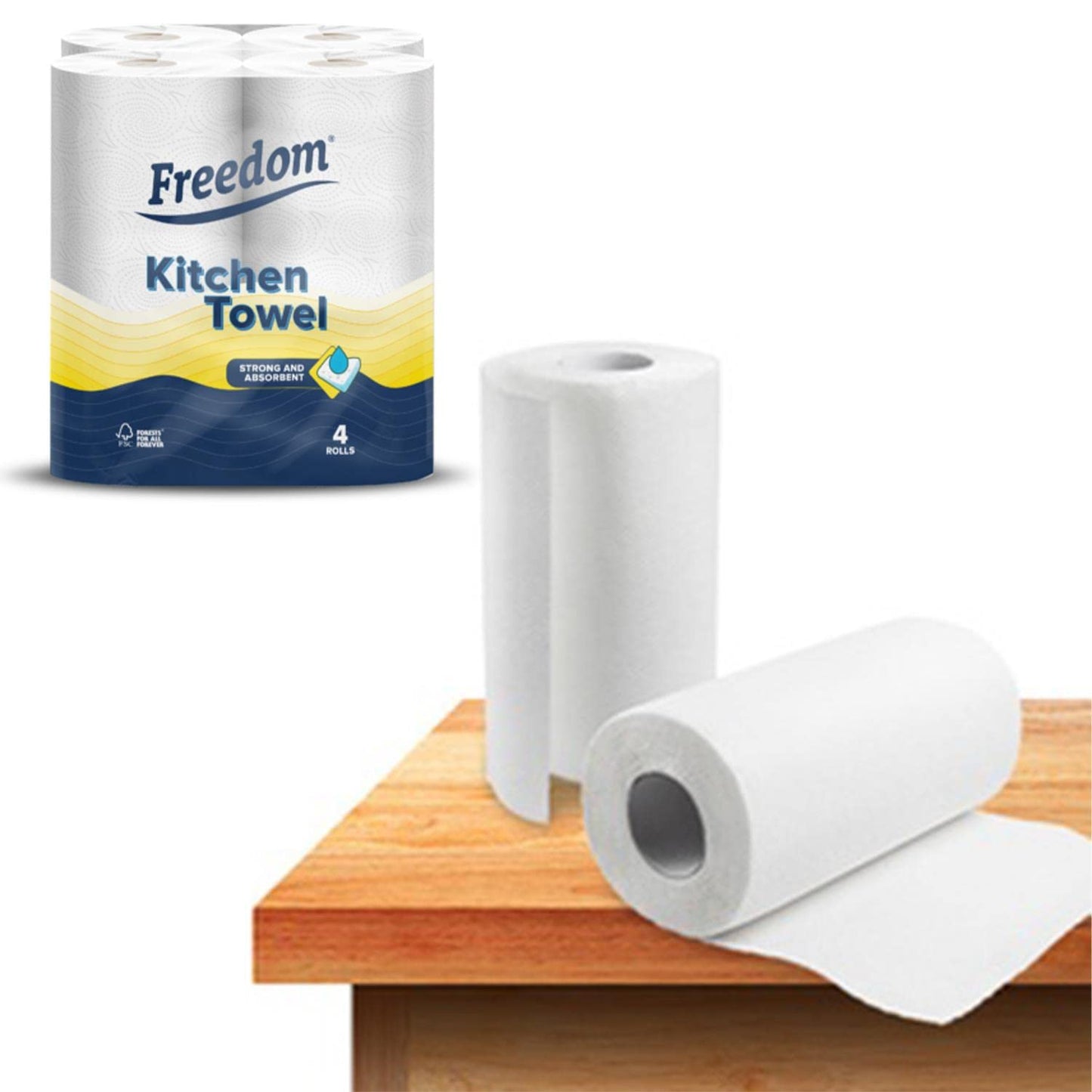 Kitchen Tissue Towel Rolls 6 Packs of 4 Rolls (24 Rolls)