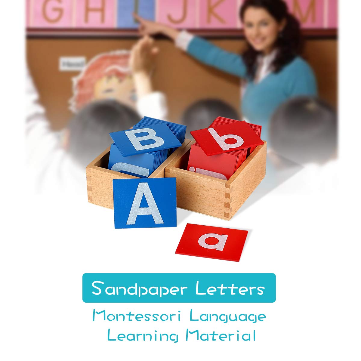 Montessori Sandpaper Letter Learn Alphabet Tractile Learning Phnonics Letter Recognition Pre-Writing Skills Homeschooling Classroom Activities Occupational Therapy Sensory Material Educational Toy