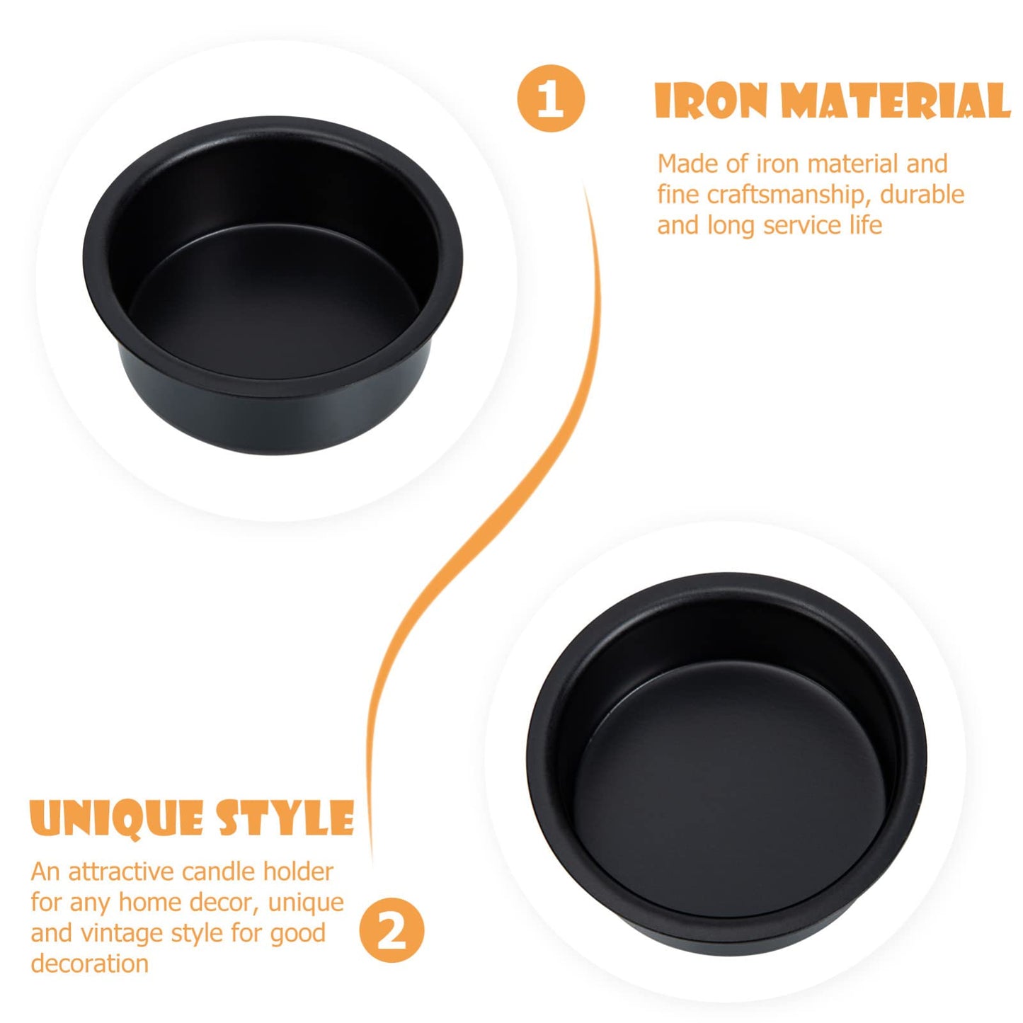 Uonlytech 5pcs Tea Light Tins Cups, Black Metal Tea Light Candle Holder Empty Scented Candle Cup DIY Candle Holders for Party Wedding Table Decoration