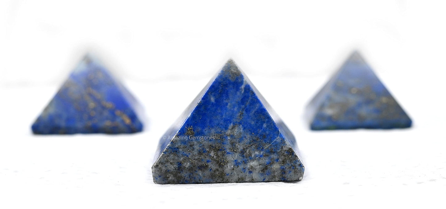 Amazing Gemstone Lapis Lazuli Pyramid Crystal Healing Stones - 1" Great Pyramid Figurine of Natural Stone Pyramid for Meditation, Reiki, Chakra Balancing and Crystal Pyramids Grid