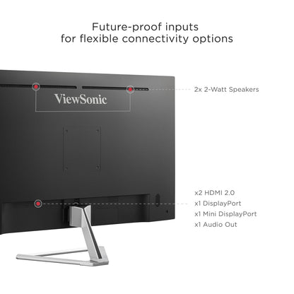 ViewSonic VX3276-MHD 32 Inch 1080p Widescreen IPS Monitor with Ultra-Thin Bezels, Screen Split Capability HDMI and DisplayPort