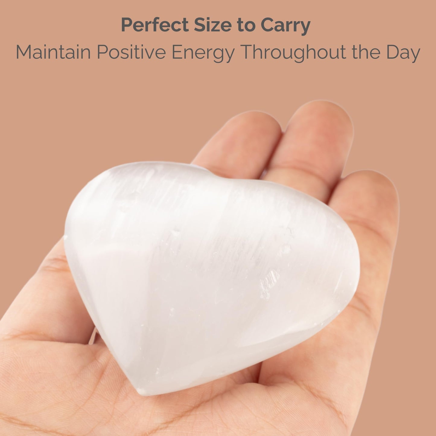 2 pc Selenite Heart Palm Stone, Heart Shaped Crystals and Healing Stones- Pocket Worry Stone for Anxiety and Stress Relief - Healing Crystals for Meditation, Reiki, Spiritual and Crystal Gifts