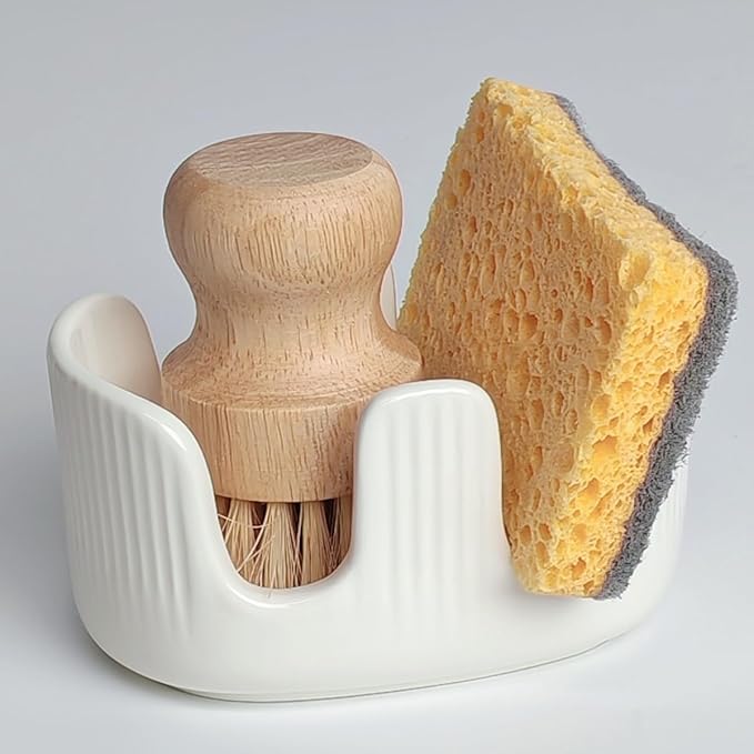 Ceramic Sponge Holder, 2-Slot Dish Sponge Holder