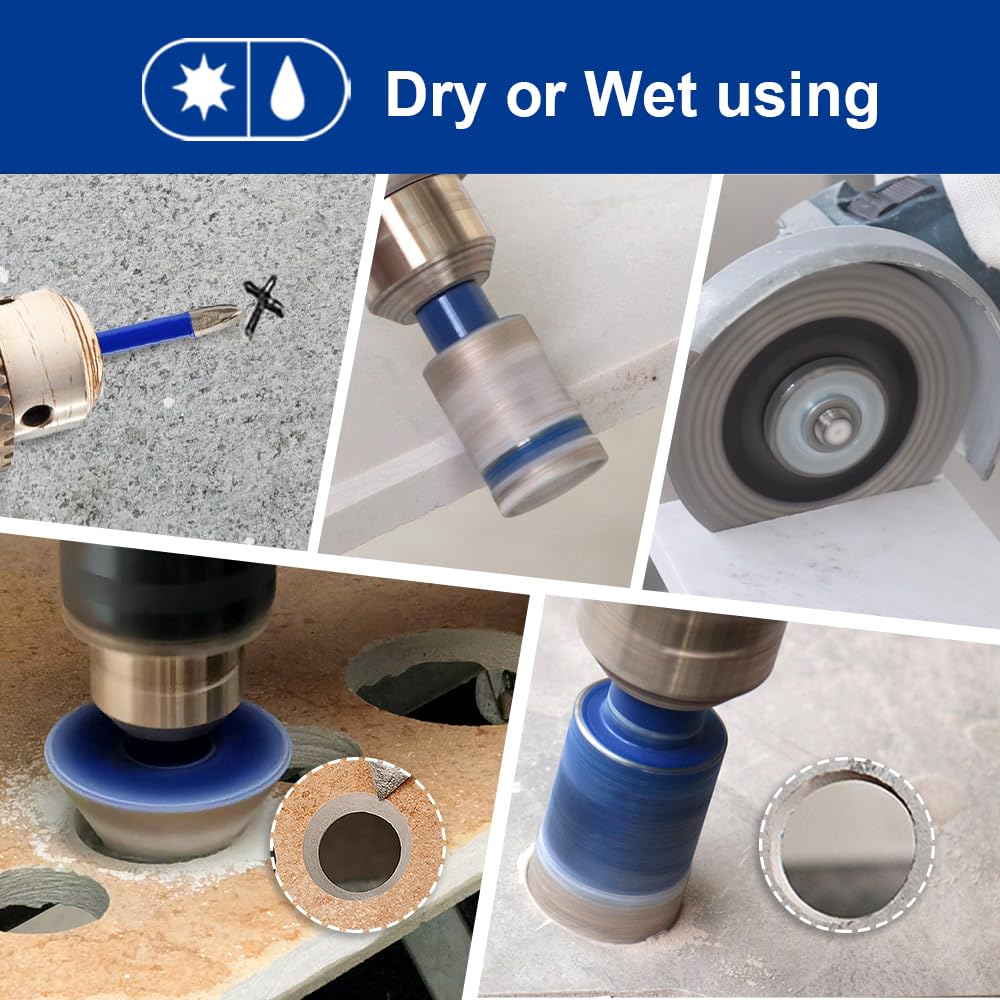 Diamond Core Drill Bits Set 10PCS - DARTOTEK Tile Hole Saw Kit (6/6/6/20/25/32/35/50mm/1 3/8"/6mm for Porcelain, Ceramic Tile, Granite, Marble, Masonry