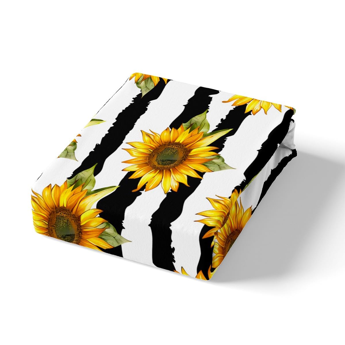 Feelyou Sunflower Fitted Sheet Twin Stripes Pattern Decor Bedding Set Panoramic Printed Adult Teen Kids Bed Sheet Set Garden Theme Bed Cover for Boys Girls Women Plant Decor Soft (No Flat Sheet)
