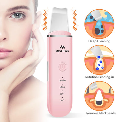 Skin Scrubber Face Skin Spatula Facial Scrubber Spatula for Deep Cleansing Blackhead Remover Pore Cleaner with 4 Modes (White)