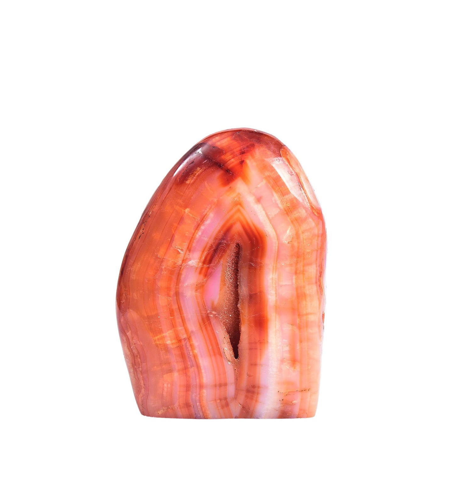 AMOYSTONE Single Red Agate Healing Crystal Carved Polished Slab Stone Home Decor, Irregular 1~1.4 LBS