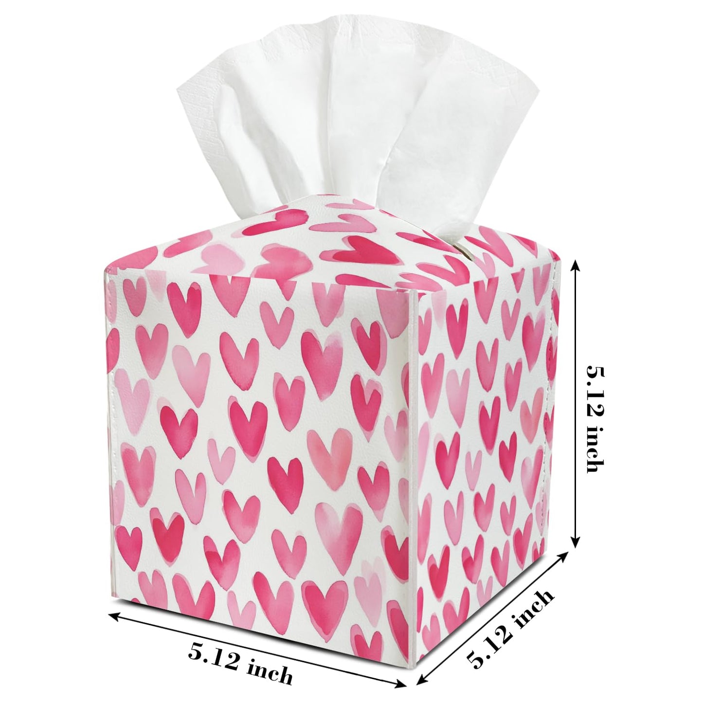 Pink Heart Leather Tissue Box Cover Square Cute Tissue Holder for Car Livingroom Office Decor Ideal Gifts for Women Colleagues Girls Sister Bestie Daughter Birthday Christmas Housewarming - YT0188