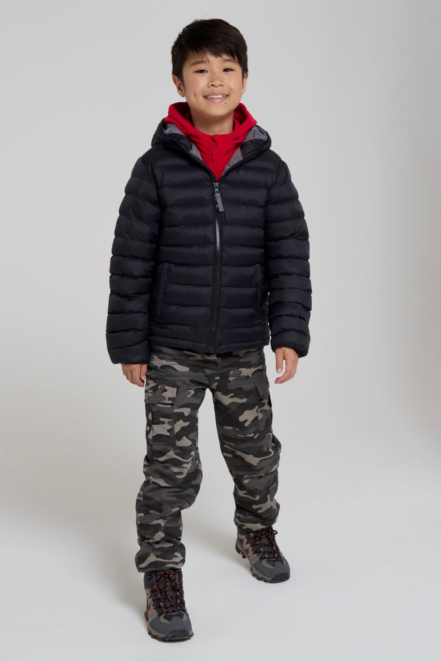 Mountain Warehouse Seasons Padded Kids Puffer Jacket - Water Resistant & Lightweight Insulated Rain Coat, Boys & Girls - Spring Summer, School, Travelling Black Teen Size 13 Years