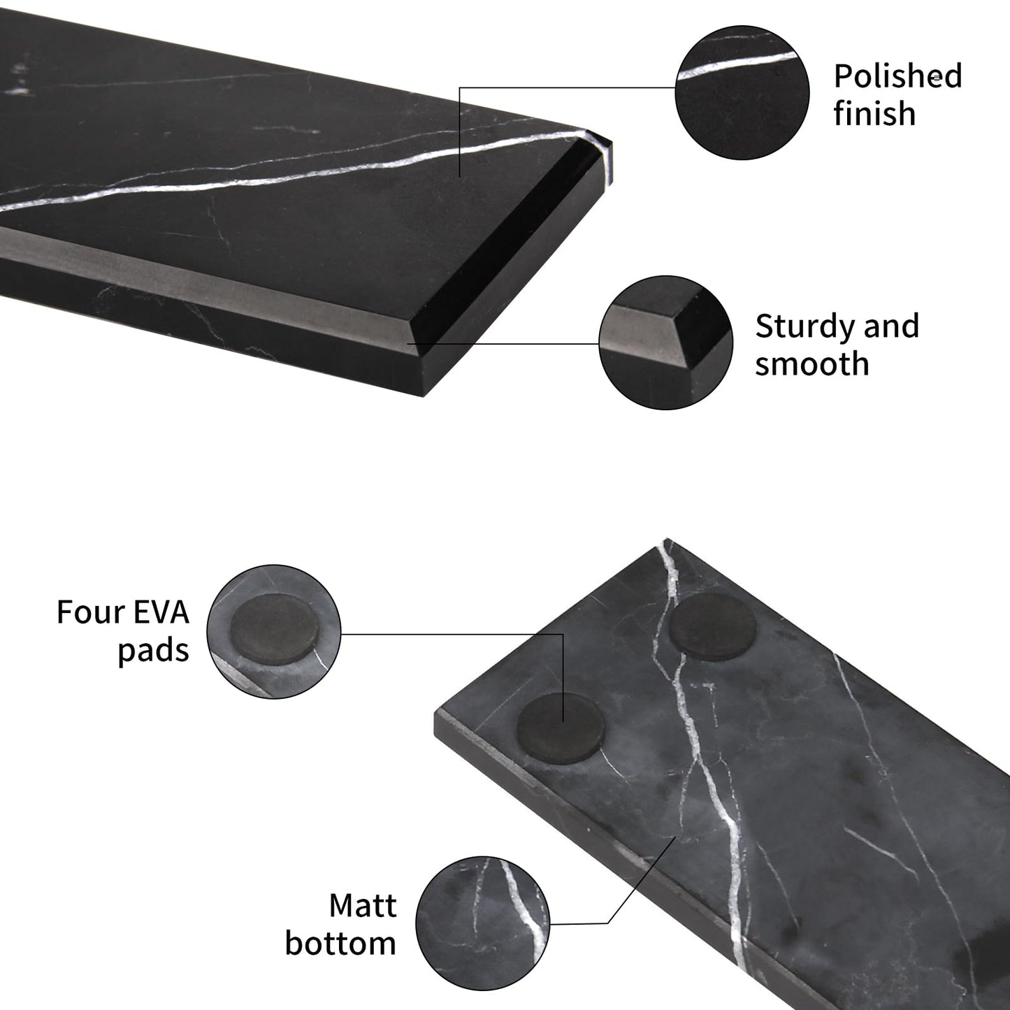 HESHIBI Marble Incense Holder Tray Incense Burner Modern Minimalist Home Deco and Desk Incense Holder for Sticks (White Black)