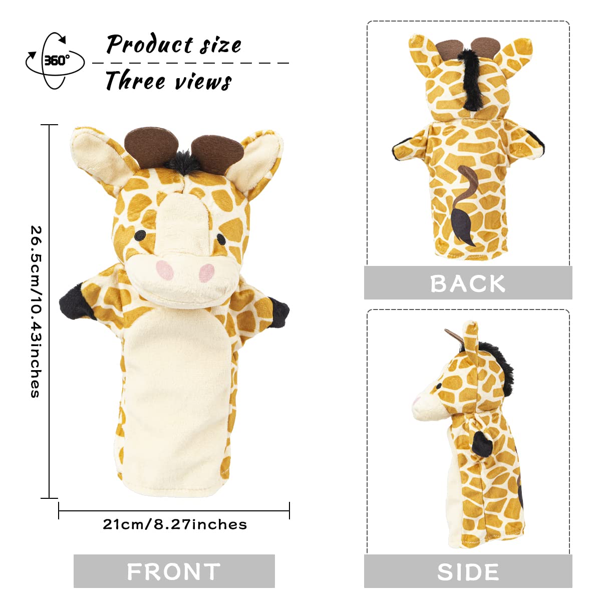 CreepyParty Hand Puppets, Wild Animal Head Puppet Toy Set for Kids Baby, Soft Plush ZOO Animal Puppet for Children Toddlers Boys Girls, Pack of 5