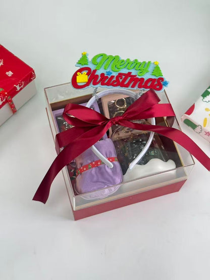YUNNUOLI Charming Christmas Gift Set – Cozy Holiday Glass, Festive Santa Socks, Elegant Christmas Bracelet & Premium Hollow Packaging – Perfect Holiday Gift for Women, Friends & Family
