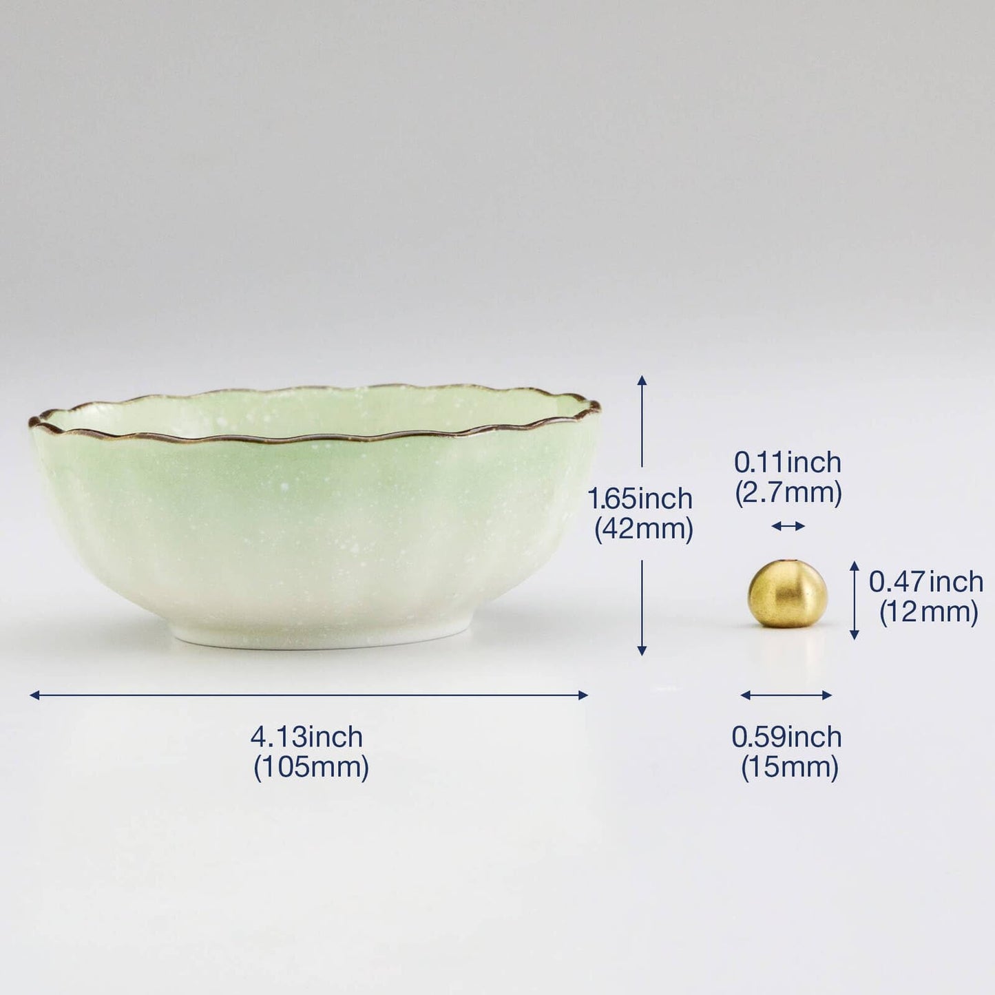 Asayu Japanese Lotus Incense Holder for Sticks 4.1 inch (105mm), Traditional Made in Japan Ceramic Ash Catcher and Brass Incense Burner Set - Light Green
