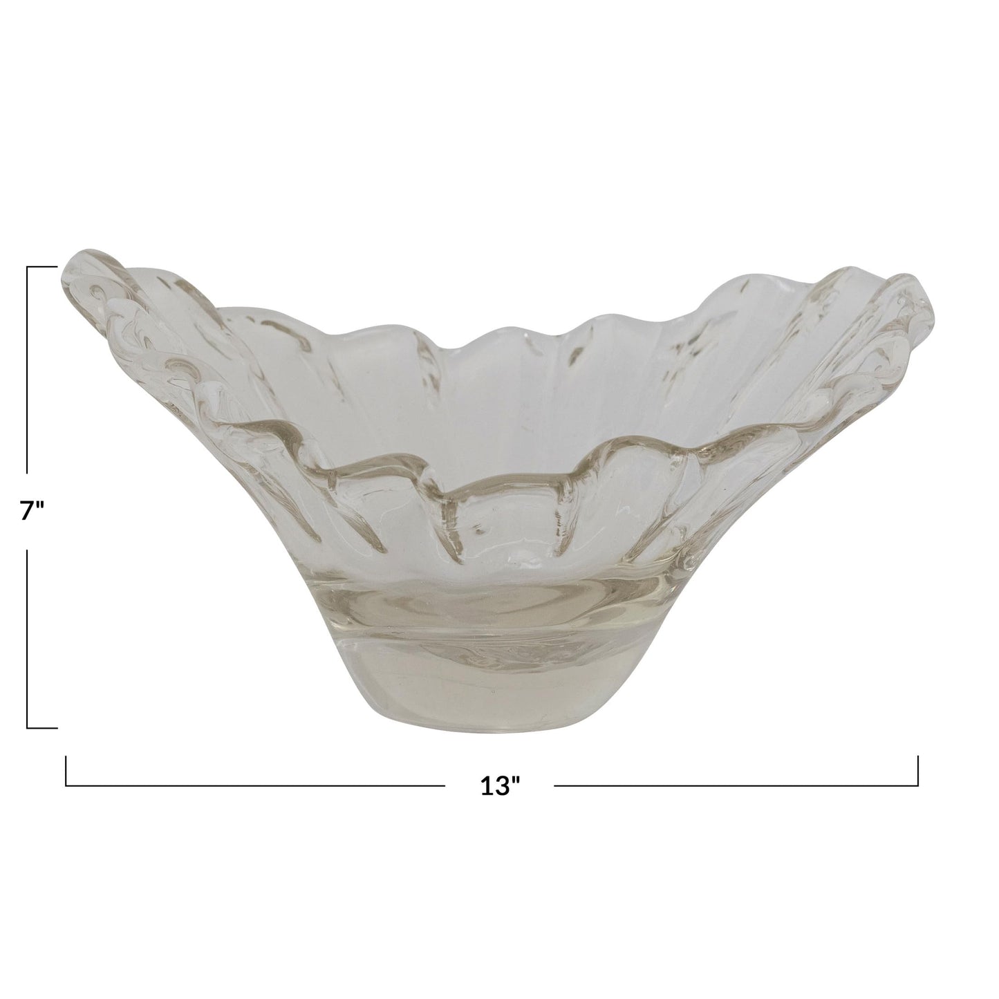 Creative Co-Op Hand-Blown Glass Pleated Organic Shaped Bowl, Clear