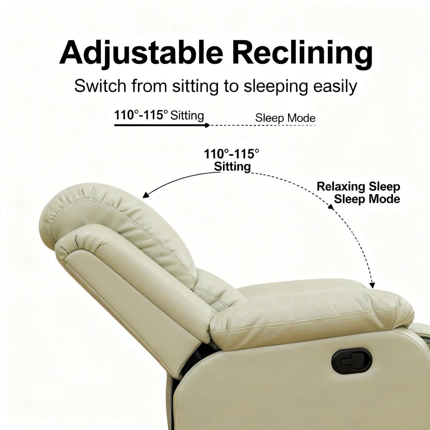 Trygoal Leather Recliner Sofa Set, Living Room Furniture Set, Adjustable Backrest Reclining Loveseat Sofa & Manual Recliner Chair, Comfortable Reclining Seats for Home Theater, Apartment, Beige