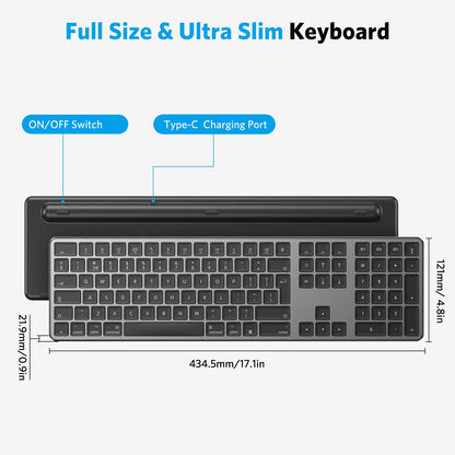 OMOTON Wireless Bluetooth Keyboard for Mac (MacBook/MacBook Air/MacBook Pro/iMac/iMac Pro/Mac Pro), Rechargeable Keyboard for Mac OS, with 3 Bluetooth channels, Quiet Typing, QWERTY